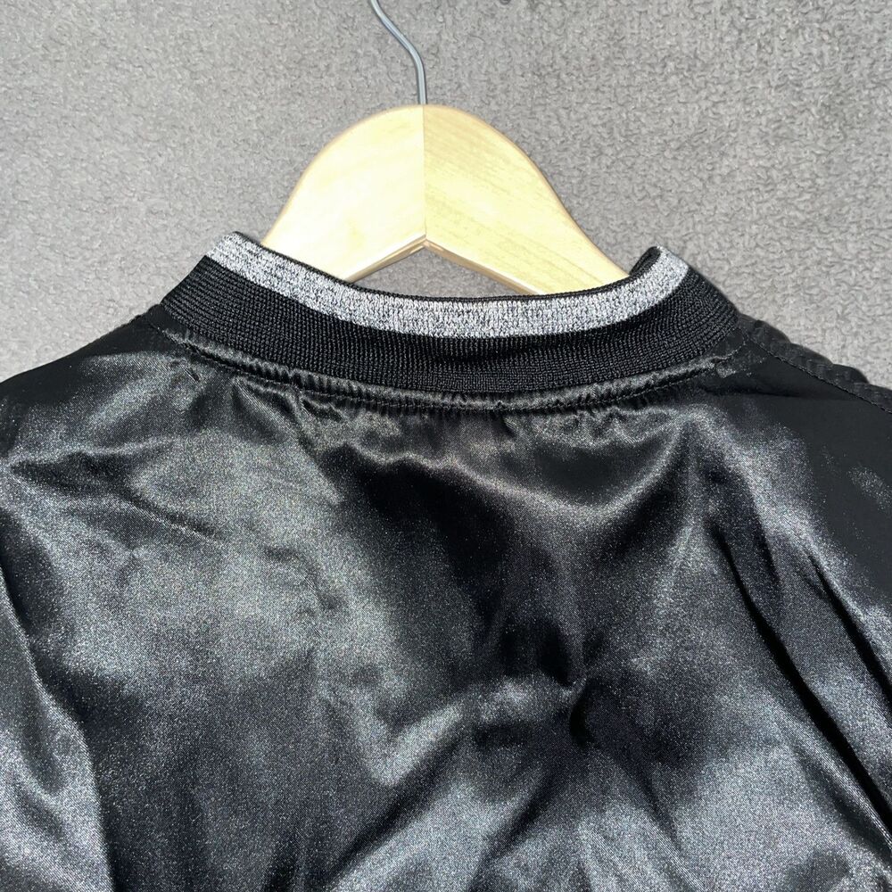 Southpole Women M Cropped Bomber Jacket Black Ruched Satin Y2K Gorpcore Tech - Picture 15 of 16